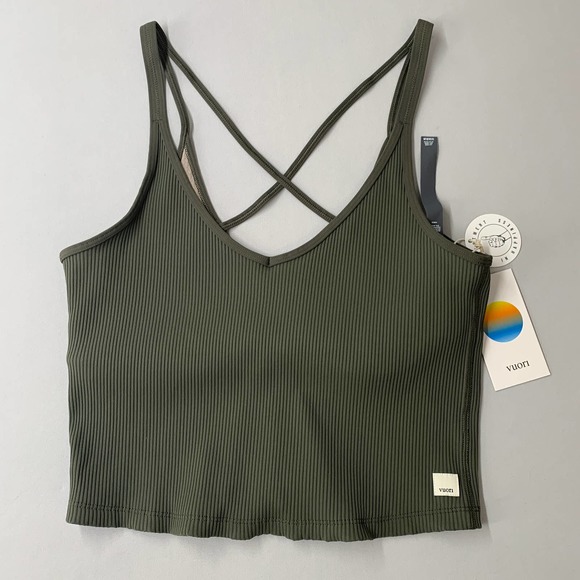 Vuori Tops - Vuori Women Ribbed Tank Top XL Green Sleeveless Vneck